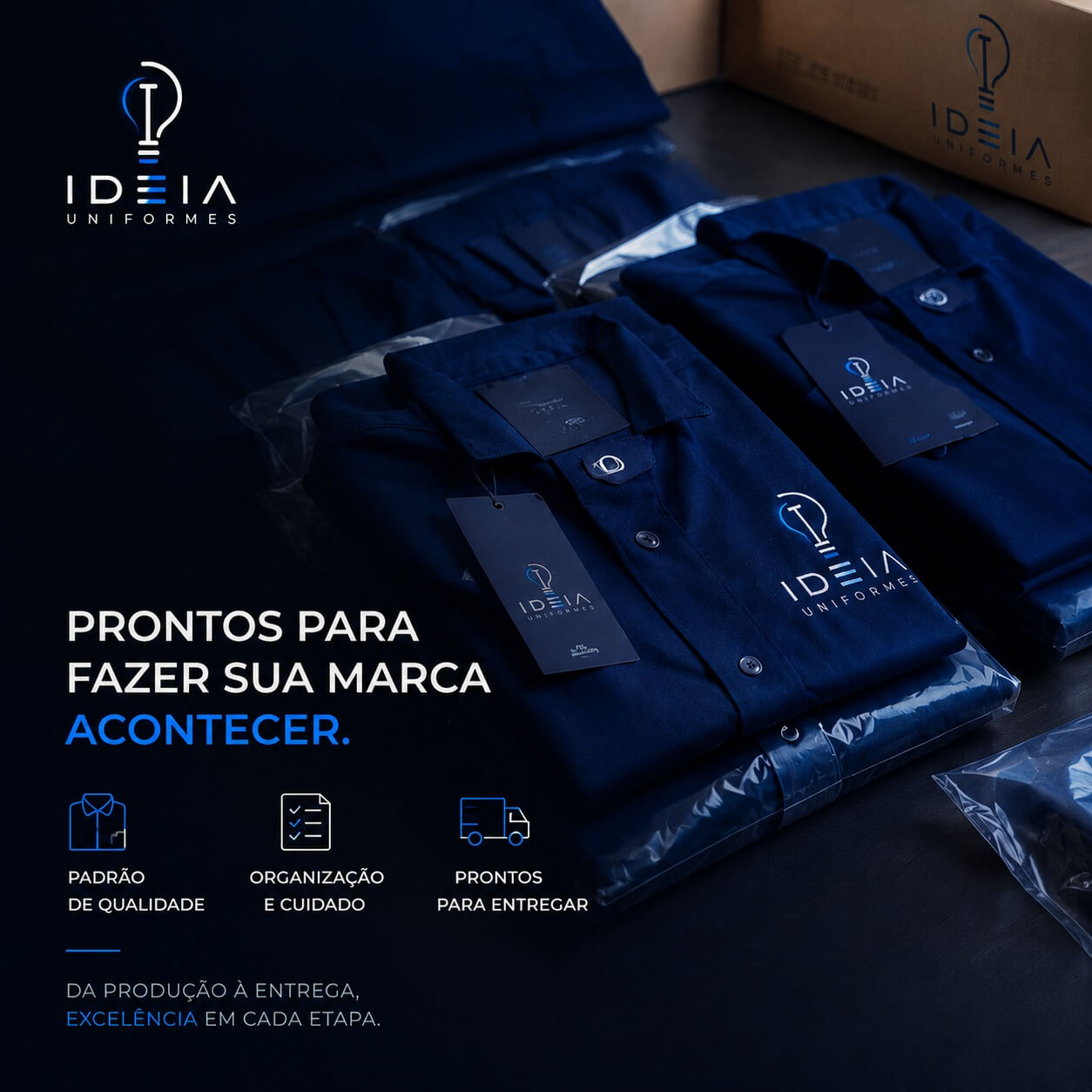 Camisas sociais passadas e embaladas individualmente