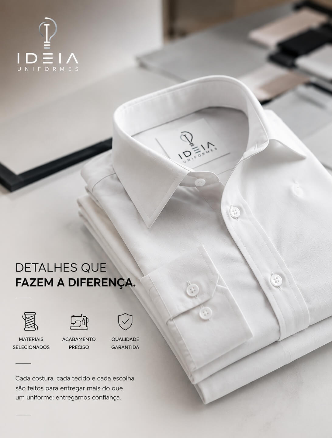 Camisa social branca premium dobrada