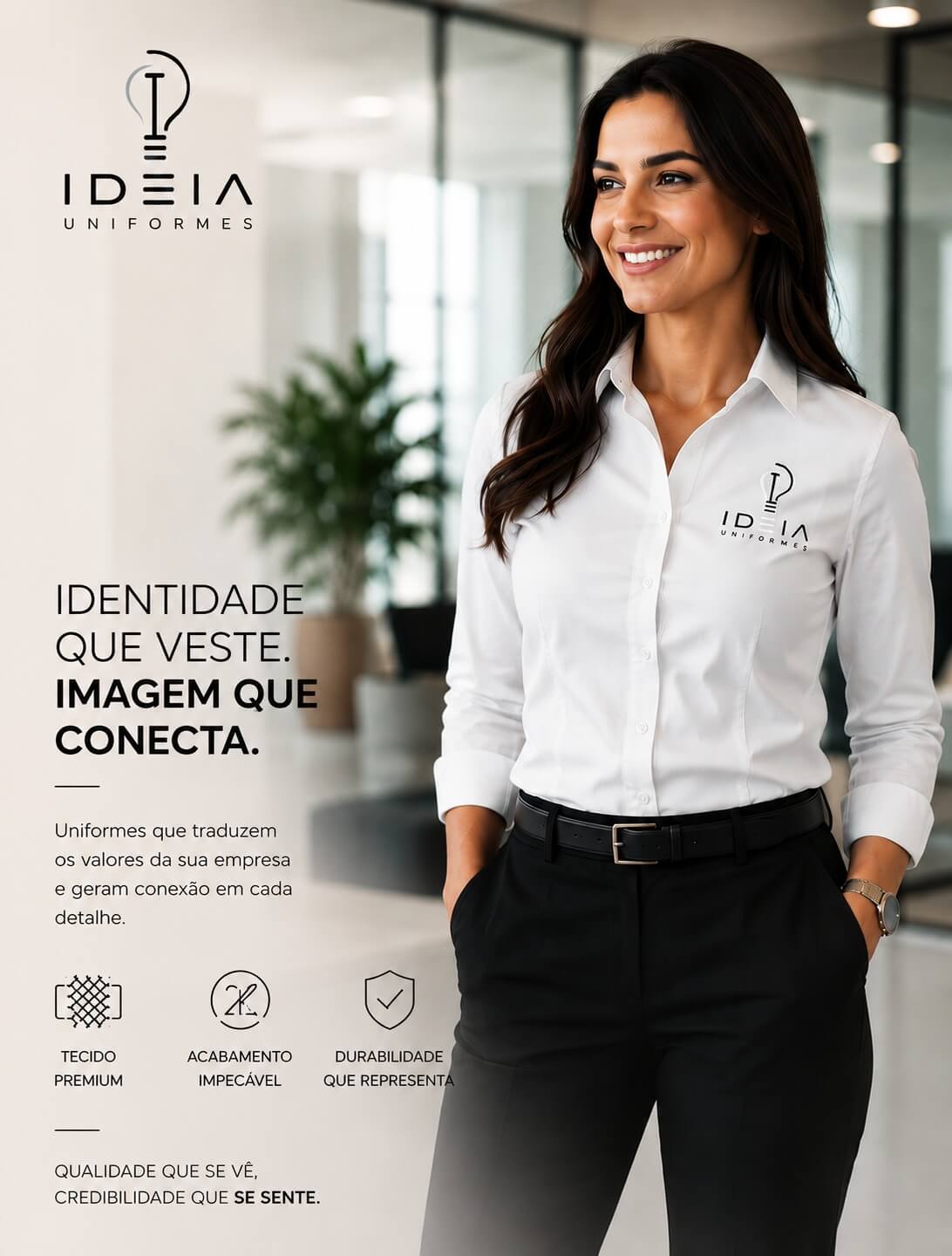 Linha Social Feminina - Camisa branca com caimento perfeito